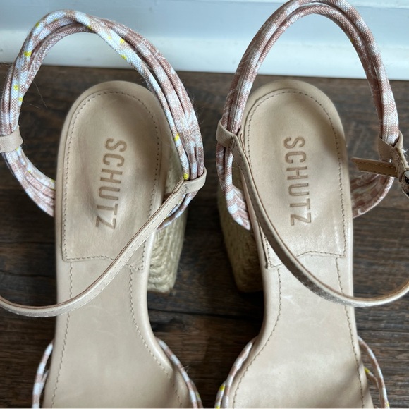 Schutz NWT Dahra Knotted Print Fabric Block Heel Espadrille Sandals Size 11 - Picture 5 of 9